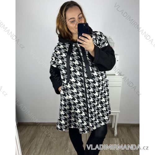 Kabátna zip s kapucí dlhý rukáv dámska nadrozmer (3XL/4XL ONE SIZE) TALIANSKA MÓDA IM423GIOA