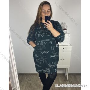 Šaty oversize teplé dlouhý rukáv dámske nadrozmer (3XL/4XL/5XL ONE SIZE) TALIANSKA MÓDA IM423CATANA