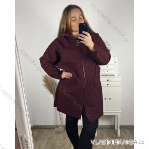 Kabát flaušový na zip s kapucí dámsky nadrozmer (3XL/4XL ONE SIZE) TALIANSKA MÓDA IM423BEETY