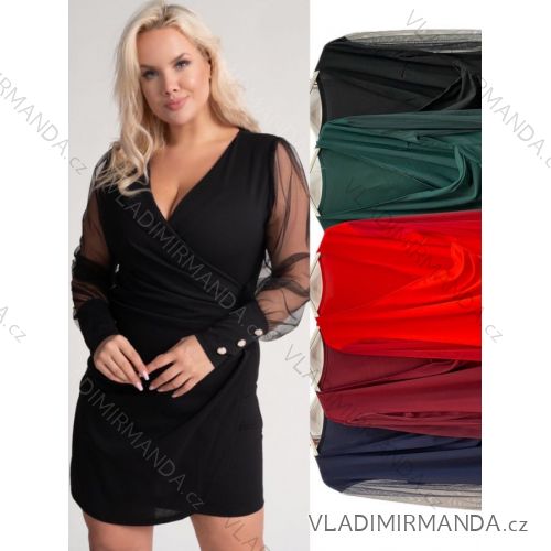 Šaty elegantný dlhý rukáv dámske nadrozmer (2XL/3XL ONE SIZE) TALIANSKA MÓDA IMWT234258