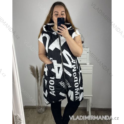 Vesta s kapucňou bez rukávu dámske nadrozmer (3XL/4XL ONE SIZE) TALIANSKA MóDA IM423DAINA