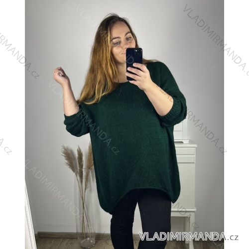 Sveter oversize dlhý rukáv dámsky nadrozměr (4XL/5XL/6XL ONE SIZE) TALIANSKÁ MÓDA IM723ANDY/DU 4XL / 5XL smaragdová