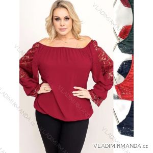 Blúzka s čipkou dlhý rukáv dámska nadrozmer (3XL/4XL ONE SIZE) TALIANSKA MÓDA IMWT234277