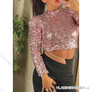 Croptop flitrový dlhý rukáv dámsky (S/M ONE SIZE) TALIANSKA MÓDA IMPMD235819