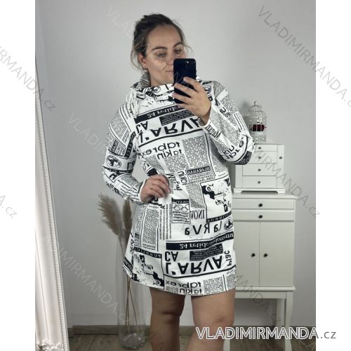 Šaty/tunika teplé dlhý rukáv dámske nadrozmer (XL/2XL/3XL ONE SIZE) TALIANSKA MÓDA IM423LARA