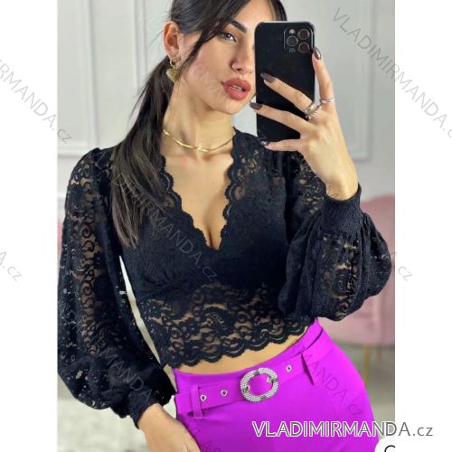 Crop top čipkový dlhý rukáv dámsky (S/M ONE SIZE) TALIANSKA MÓDA IMWBP234386