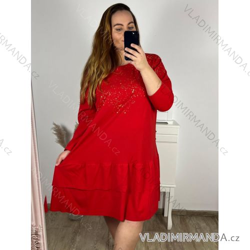 Šaty elegantný dlhý rukáv dámske nadrozmer (3XL/4XL ONE SIZE) TALIANSKA MÓDA IMWQ231170