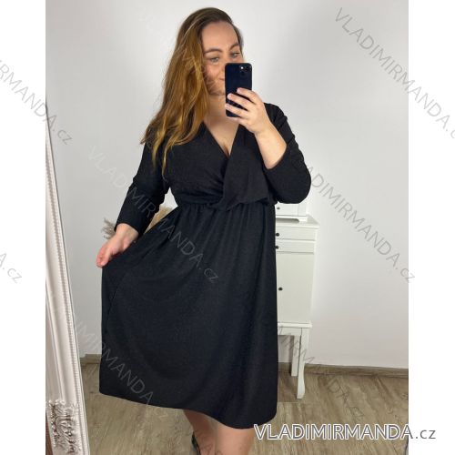 Šaty spoločenské dlhý rukáv dámske nadrozmer (3XL/4XL/5XL ONE SIZE) TALIANSKA MÓDA IM423LINDA