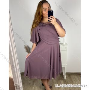 Šaty spoločenské elegantné šifónové krátky rukáv dámske nadrozmer (XL/2XL/3XL ONE SIZE) TALIANSKA MÓDA IMM2380735