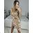 Šaty elegantné flitrové dlhý rukáv dámske (S/M ONE SIZE) TALIANSKA MóDA IMM23M4116/DU S/M zlatá