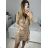 Šaty elegantné flitrové dlhý rukáv dámske (S/M ONE SIZE) TALIANSKA MóDA IMM23M4116/DU S/M zlatá