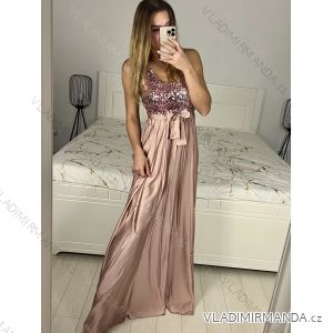 Šaty dlhé plesové elegantné na ramienka dámske (S/M ONE SIZE) TALIANSKA MÓDA IMPBB22O5728/DR