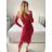 Šaty elegantné flitrové dlhý rukáv dámske (S/M ONE SIZE) TALIANSKA MóDA IMM23M30557/DU S/M červená