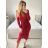 Šaty elegantné flitrové dlhý rukáv dámske (S/M ONE SIZE) TALIANSKA MóDA IMM23M30557/DU S/M červená