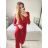 Šaty elegantné flitrové dlhý rukáv dámske (S/M ONE SIZE) TALIANSKA MóDA IMM23M30557/DU S/M červená