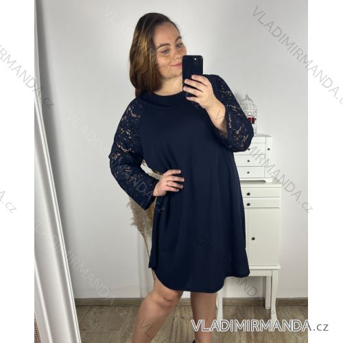 Šaty elegantní dlouhý  rukáv dámske nadrozmer (3XL/4XL ONE SIZE) TALIANSKA MóDA IM424BELLA