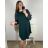Šaty elegantní dlouhý  rukáv dámske nadrozmer (3XL/4XL ONE SIZE) TALIANSKA MóDA IM424BELLA/DU 3XL / 4XL smaragdová