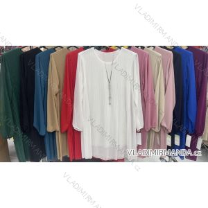Blúzka elegantná s príveskom dlhý rukáv dámska nadrozmer (2XL/3XL ONE SIZE) TALIANSKA MÓDA IMWDD24017