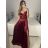 Šaty carmen dlhé na ramienka elegantné saténové dámske (S/M ONE SIZE) TALIANSKA MÓDA IMPBB22B22735/DR - ružová marhuľová - S/M