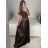 Šaty carmen dlhé na ramienka elegantné saténové dámske (S/M ONE SIZE) TALIANSKA MÓDA IMPBB22B22735/DR - ružová marhuľová - S/M
