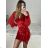 Šaty sametové elegantný dlhý rukáv dámske (S/M ONE SIZE) TALIANSKA MÓDA IMWAE234446/DUR červená S/M