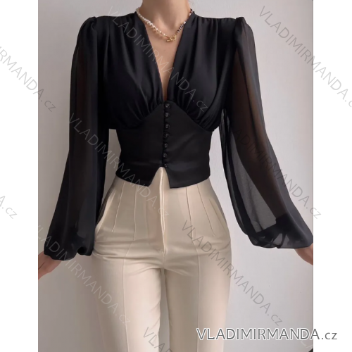 Croptop elegantný dlhý rukáv dámsky (S/M ONE SIZE) TALIANSKA MÓDA IMPLS2431834