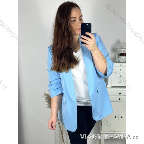 elegantné sako dámska (54-60) TALIANSKA MÓDA IMM23M85705 -   svetlo modrá -   54