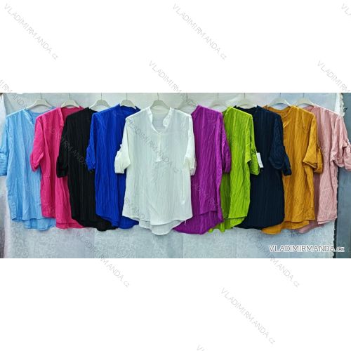Tunika košeľová dlhý rukáv dámska nadrozmer (3XL/4XL ONE SIZE) TALIANSKA MÓDA IMWQ24044