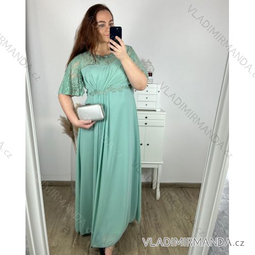 Šaty dlhé spoločenské krátky rukáv dámske nadrozmer (XL/2XL ONE SIZE) TALIANSKA MODA IMM23M80708