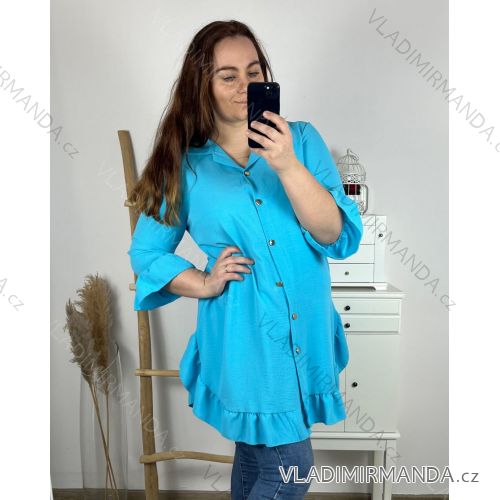 Košeľa dlhý rukáv dámska nadrozmer (XL/2XL ONE SIZE) TALIANSKA MÓDA IMWDD24003