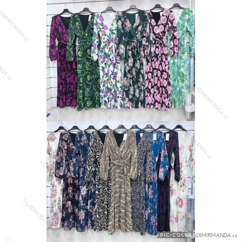Šaty dlhé šifónové dlhý rukáv dámske (S/M ONE SIZE) TALIANSKA MÓDA IMWGM24009