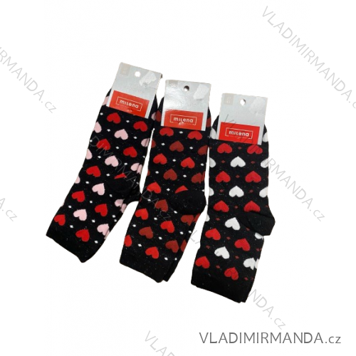 Ponožky Valentínske veselé slabé dámske (37-41) POĽSKÁ MÓDA DPP21HEART/DR biela 37-41
