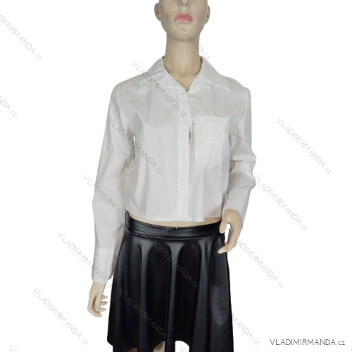 Košeľa croptop dlhý rukáv dámska (S/M ONE SIZE) TALIANSKA MÓDA IMWA233947/DUR -   biela -   S / M