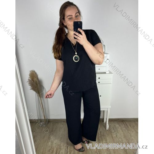 Souprava s řetízkem oversize kalhoty a tričko s krátkým dámská nadrozměr (M/L/XL ONE SIZE) TALIANSKA MÓDA IMC24KLAIDA