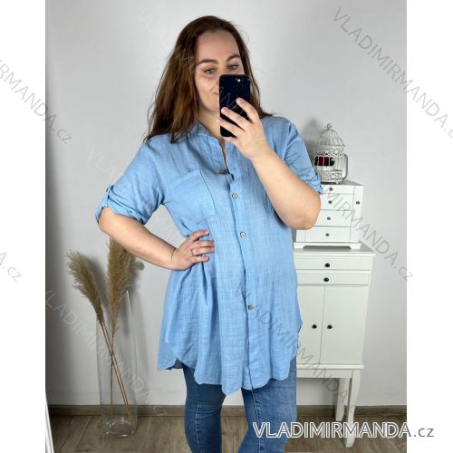 Košeľa predĺžená dlhý rukáv dámske nadrozměr (XL/2XL/3XL ONE SIZE) TALIANSKA MóDA IM323GESHA