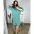 Šaty košeľové dlhý rukáv dámske nadrozmer (XL/2XL/3XL ONE SIZE) TALIANSKA MÓDA IMC24OLGA/DR XL/2XL modrá mintova