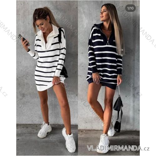 Šaty pletené oversize dlhý rukáv dámske (S/M ONE SIZE) TALIANSKA IM424034