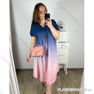 Šaty letné krátky rukáv dámske nadrozmer (3XL/4XL ONE SIZE) TALIANSKA MÓDA IMWQ24076-1/DR