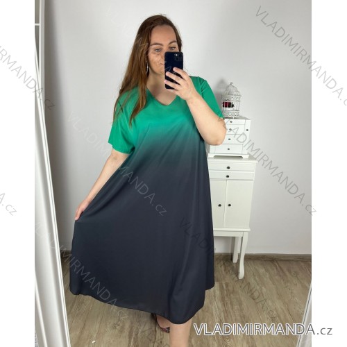 Šaty letné krátky rukáv dámske nadrozmer (3XL/4XL ONE SIZE) TALIANSKA MÓDA IMWQ24076-6/DUR 3XL / 4XL zelená