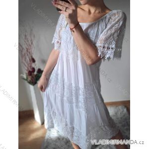 Šaty krajkové krátky rukáv dámske nadrozmer (XL/2XL ONE SIZE) TALIANSKA MÓDA IMD24075