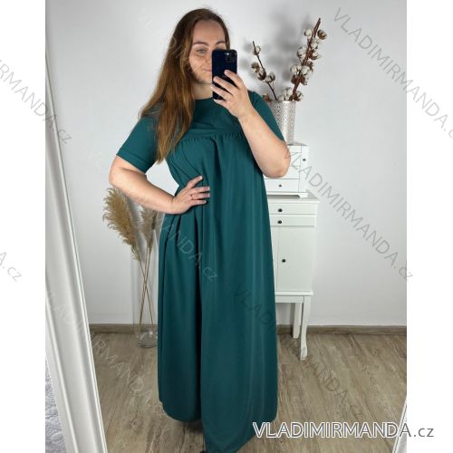 Šaty oversize maxi dlhé krátky rukáv dámske bavlnené (XL/2XL/3XL ONE SIZE) Talianska Móda IM324VOGUE