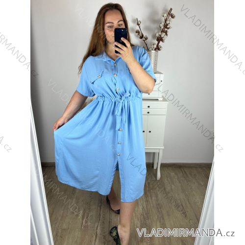 Šaty letné košilové krátky rukáv dámske nadrozmer (3XL/4XL ONE SIZE) TALIANSKA MÓDA IMWQ24103