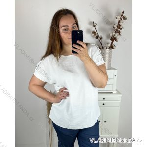 Tunika elegantný krátky rukáv dámska nadrozmer (2XL/3XL ONE SIZE) TALIANSKA MODA IM424116/DUR