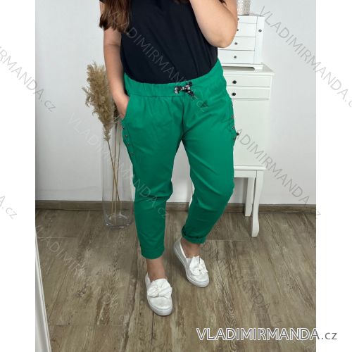 Nohavice strečové dámske nadrozmer (44/46/48 ONE SIZE) TALIANSKA MóDA IM424101/DR 46/48 zelená