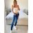 Rifle jeans zips vzadu dámske (25-29) GOURD GD2807/DR 26 modrá