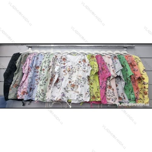 Tunika bavlnená krátky rukáv dámska (S/M/L ONE SIZE) TALIANSKA MÓDA IMWGL24010