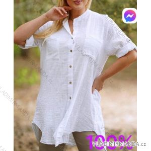 Košeľa bavlnená oversize dlhý rukáv dámske (S/M ONE SIZE) TALIANSKA MÓDA IMWCT24009