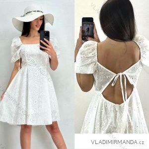 šaty boho krajkové madeira bavlnené krátky rukáv dámske (S/M ONE SIZE) TALIANSKA MÓDA IMM24M56558