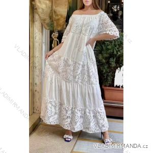 šaty boho krajkové carmen rukáv dámske (S/M ONE SIZE) TALIANSKA MÓDA IMHMS24266