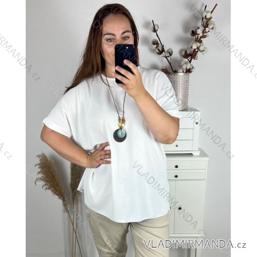 Tunika s príveskom krátky rukáv dámska nadrozmer (56/58 ONE SIZE) TALIANSKA MODA IM324NEKLES